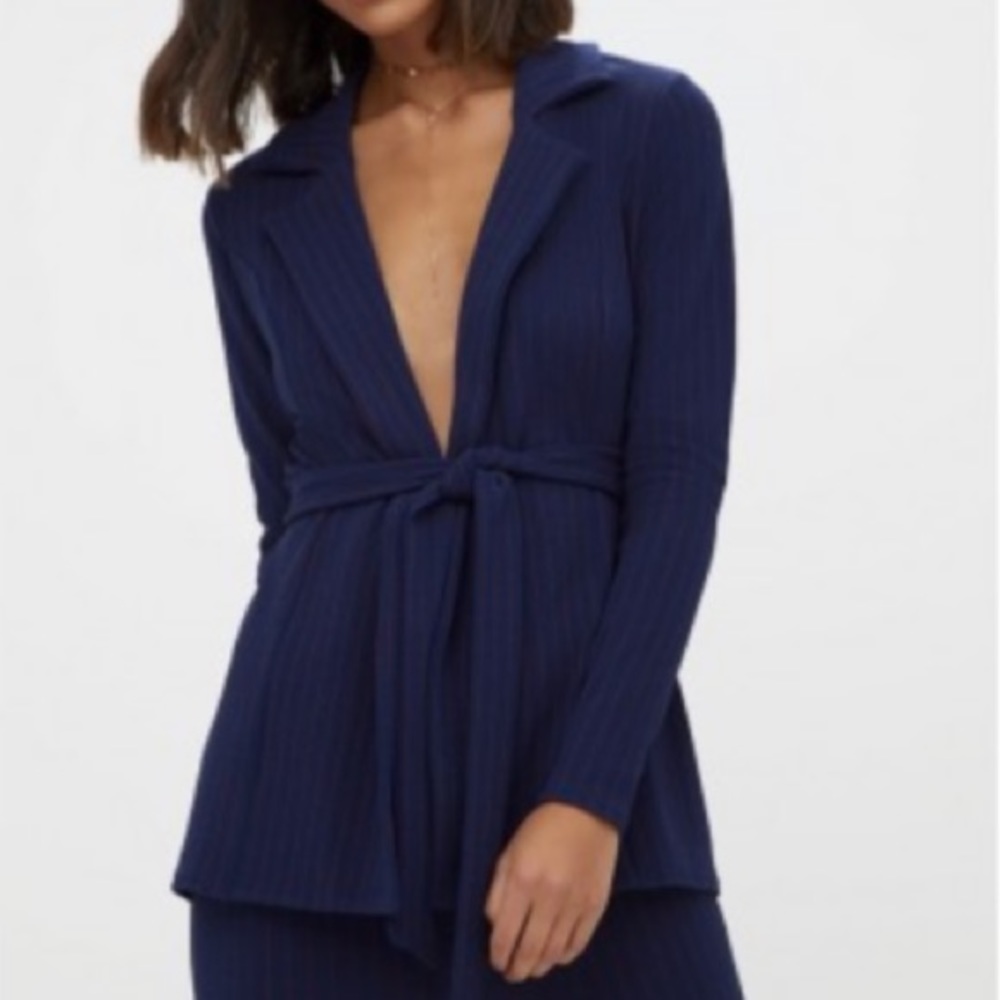 New Current Air LA Anthropologie Navy True Wrap Top Long Sleeve Gauzy Lagenlook